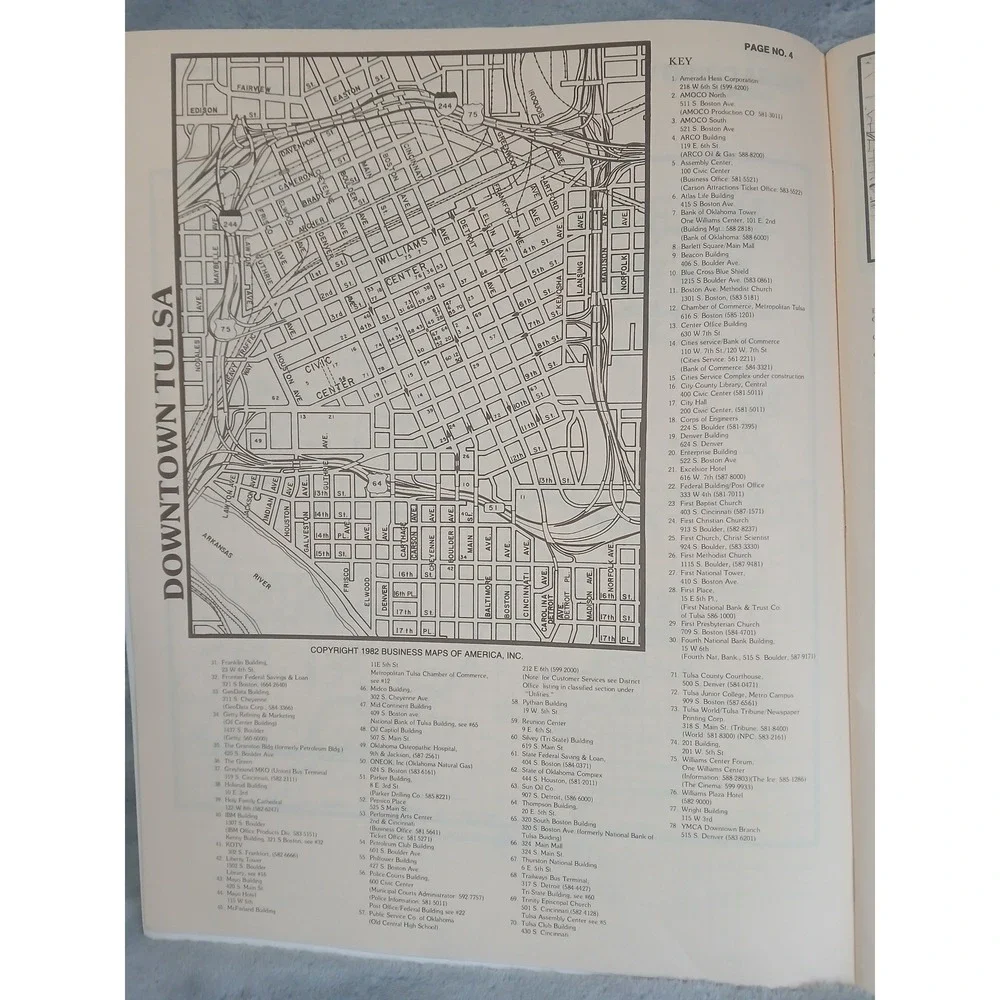 Vintage 1982 Tulsa Atlas BMA Business Maps‎ of America Oklahoma Spiral Bound
